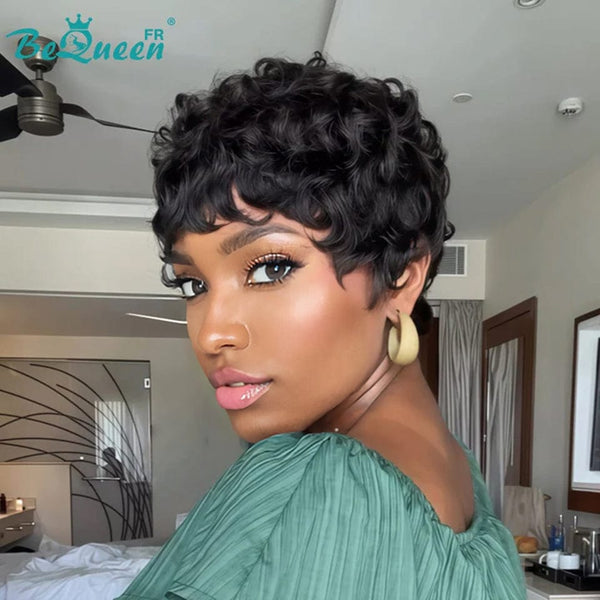 Bequeen "Chioma" Black Curly Glueless Pixie Wig – Ready to Wear