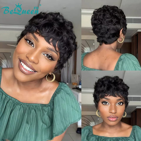 Bequeen "Chioma" Black Curly Glueless Pixie Wig – Ready to Wear