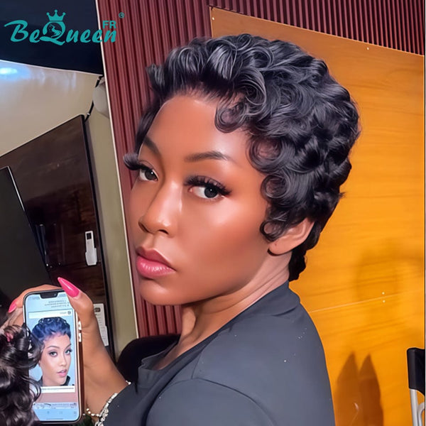 Bequeen "Chioma" Black Curly Glueless Pixie Wig – Ready to Wear