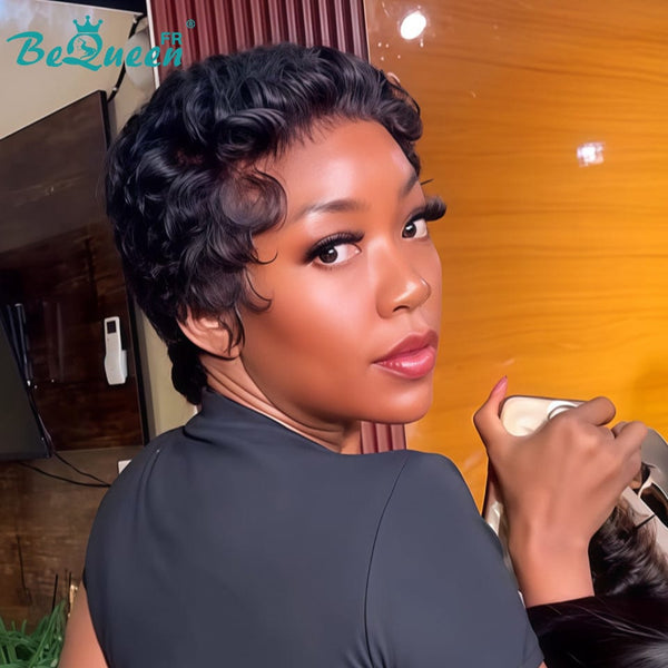 Bequeen "Chioma" Black Curly Glueless Pixie Wig – Ready to Wear