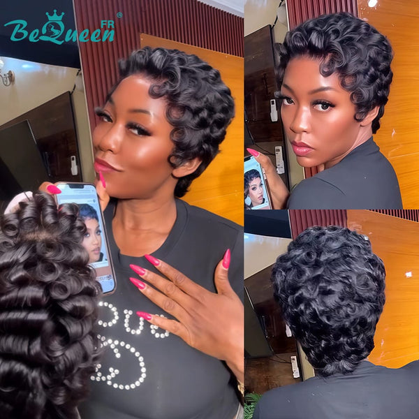 Bequeen "Chioma" Black Curly Glueless Pixie Wig – Ready to Wear