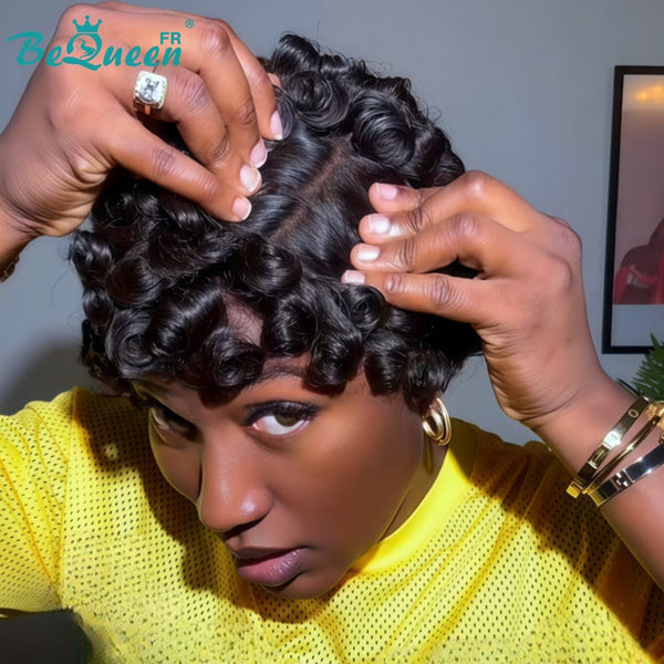 Bequeen "Chioma" Black Curly Glueless Pixie Wig – Ready to Wear