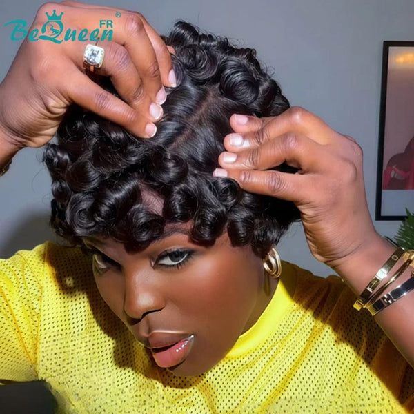 Bequeen "Chioma" Black Curly Glueless Pixie Wig – Ready to Wear