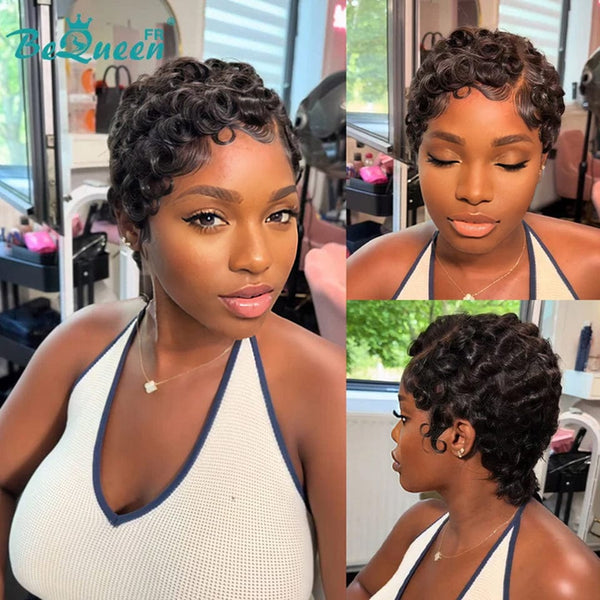 Bequeen Wig "Chioma" Pixie black curly without glue Ready-to-wear style 5