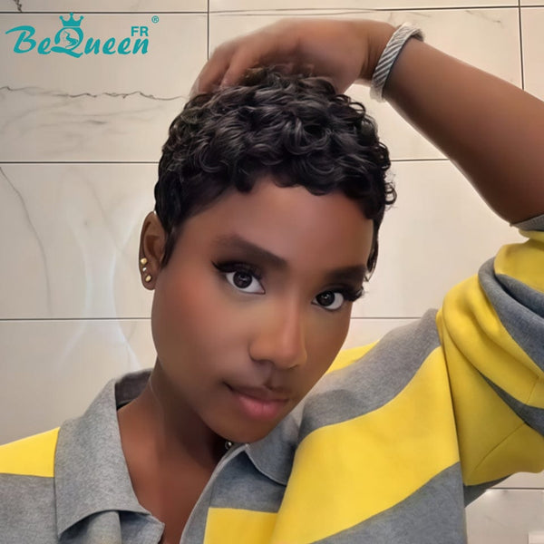 Bequeen "Chioma" Black Curly Glueless Pixie Wig – Ready to Wear