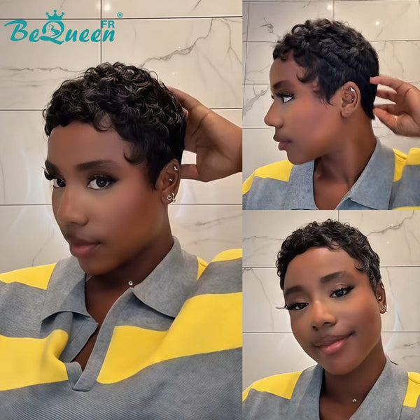 Bequeen "Chioma" Black Curly Glueless Pixie Wig – Ready to Wear