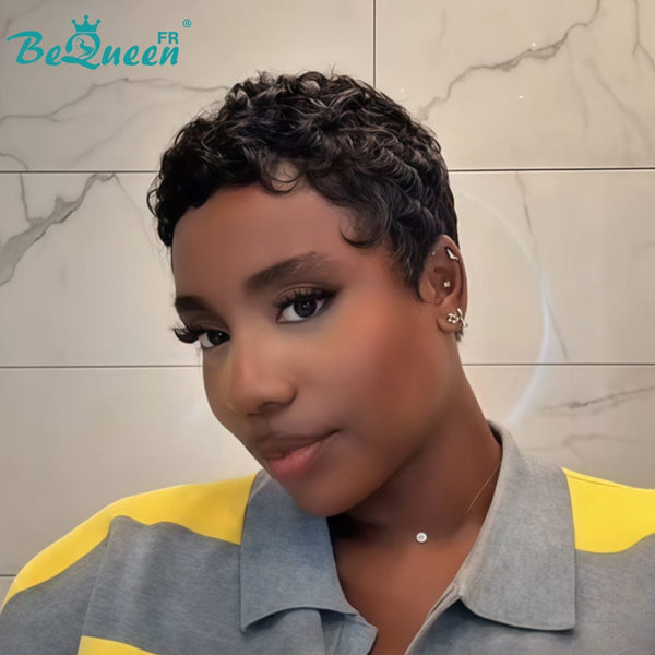 Bequeen "Chioma" Black Curly Glueless Pixie Wig – Ready to Wear