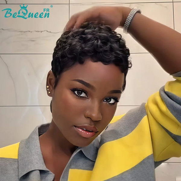 Bequeen "Chioma" Black Curly Glueless Pixie Wig – Ready to Wear