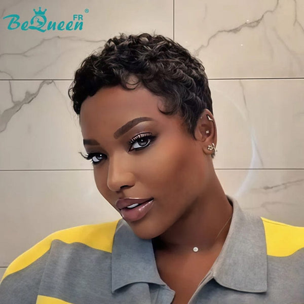 Bequeen "Chioma" Black Curly Glueless Pixie Wig – Ready to Wear