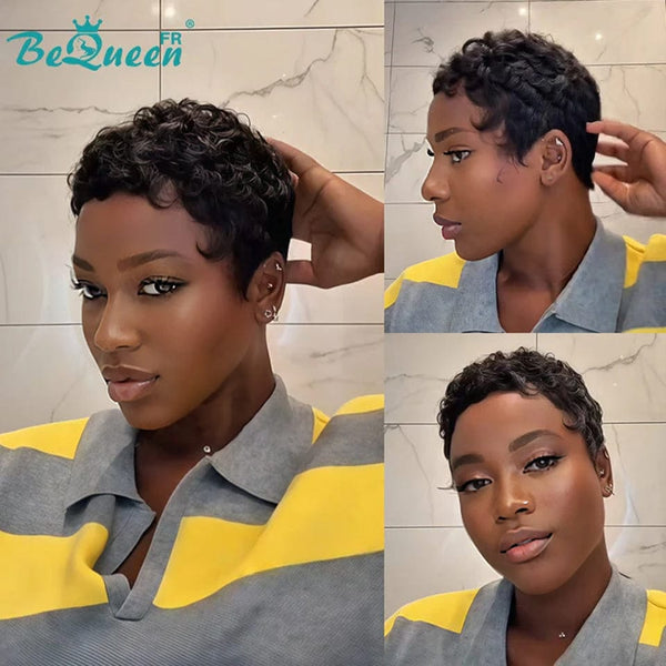 Bequeen "Chioma" Black Curly Glueless Pixie Wig – Ready to Wear