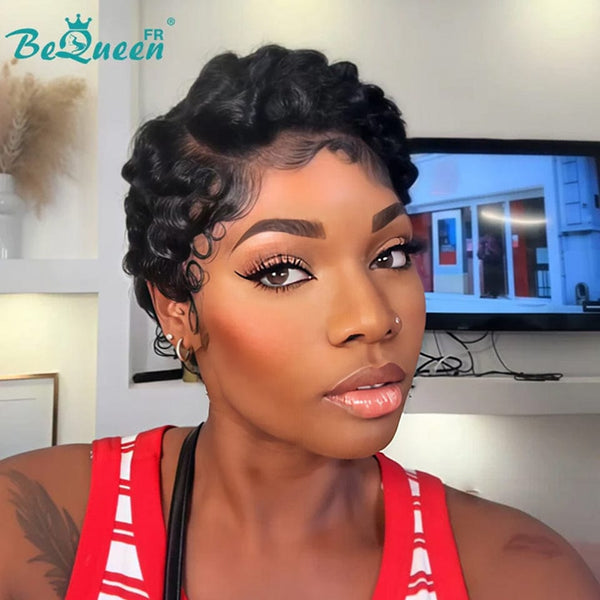 Bequeen Wig "Chioma" Pixie black curly without glue Ready to wear style 8