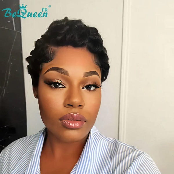 Bequeen Wig "Chioma" Pixie black curly without glue Ready to wear style 8