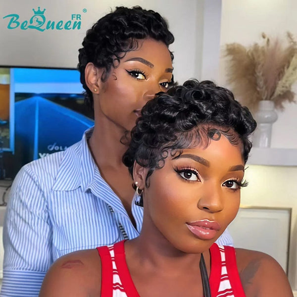 Bequeen Wig "Chioma" Pixie black curly without glue Ready to wear style 8