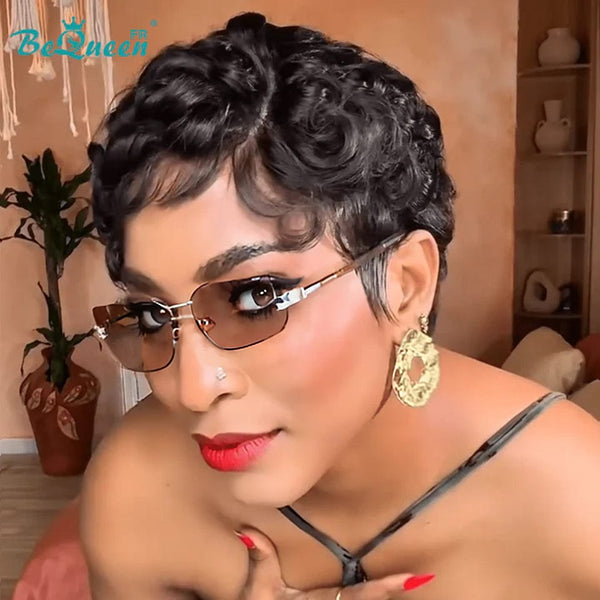 Bequeen "Chioma" Black Curly Glueless Pixie Wig – Ready to Wear