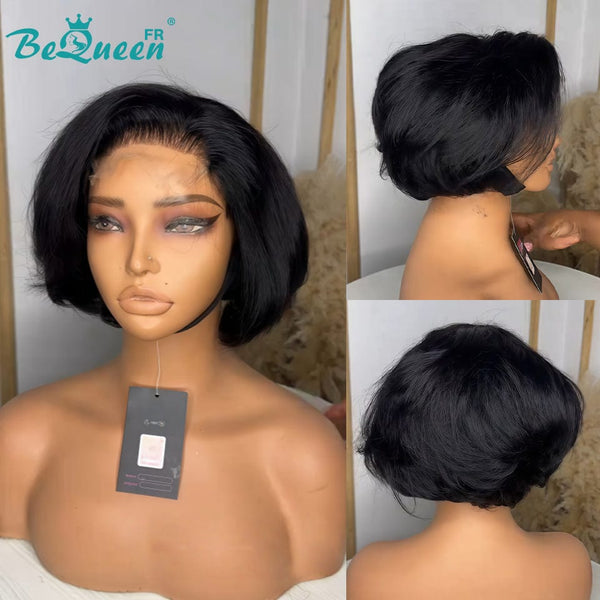 Königin Perücke „coco“ Pixie Noir Mix Braun Lockig Klebefrei Wellig Fertig zu tragen 100% menschliche Haare