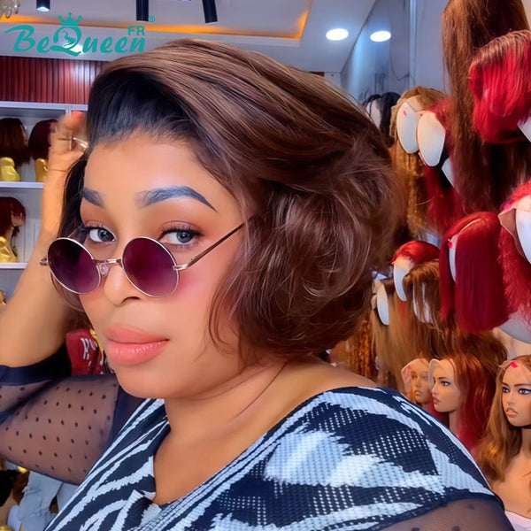 Bequeen Peluca "Chris" 300% densidad Lista para usar 100% cabello humano sin pegamento
