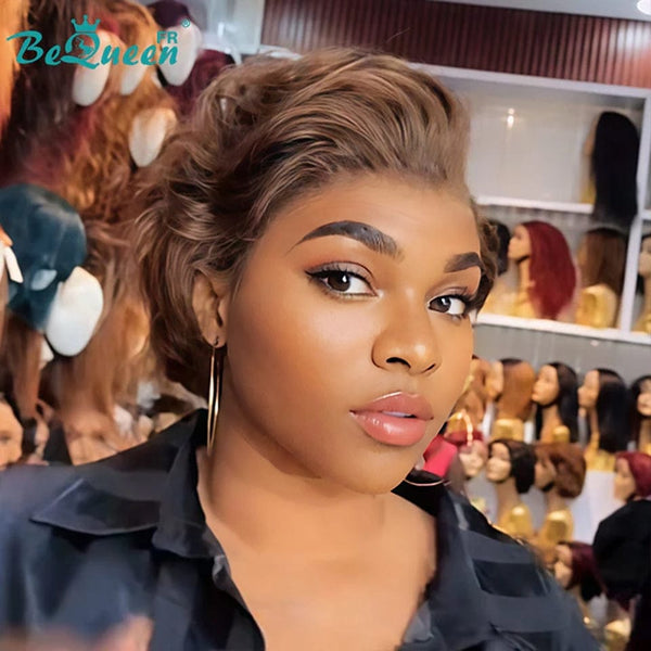 Bequeen Perruque "Chris" 300% densité Prêt à porter 100% cheveux humains sans colle avec lace frontale 13*4 style 3