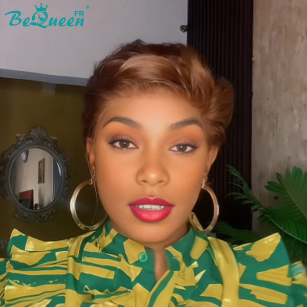 Bequeen Perruque "Chris" avec lace frontale 13x4 Prêt à porter 100% cheveux humains couleur Marron sans colle style 2