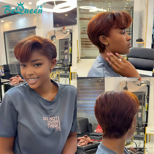 Bequeen Perruque "Chris" avec lace frontale 13x4 Prêt à porter 100% cheveux humains couleur Marron sans colle style2