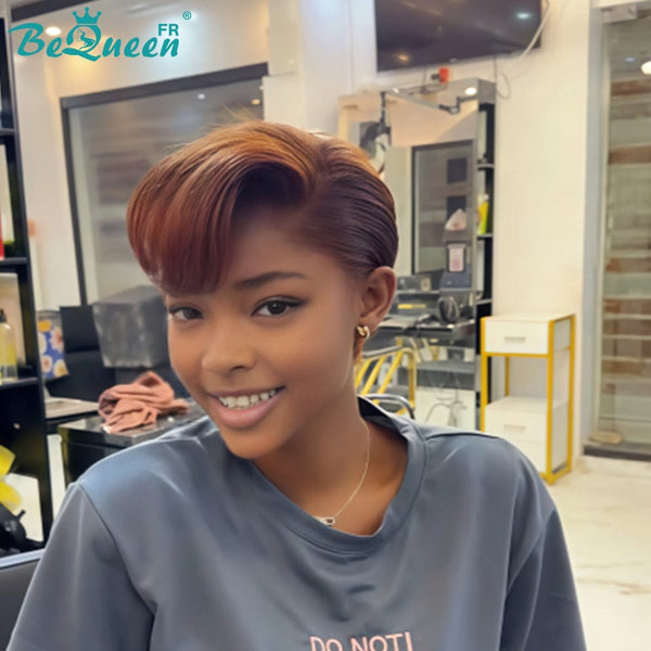 Bequeen Perruque "Chris" avec lace frontale 13x4 Prêt à porter 100% cheveux humains couleur Marron sans colle style2