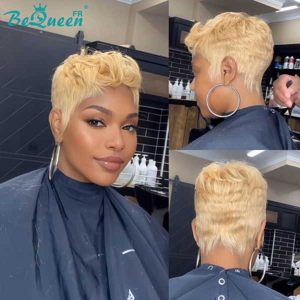 Bequeen Perruque "Chris" Blonde Prêt à porter 100% cheveux humains sans colle