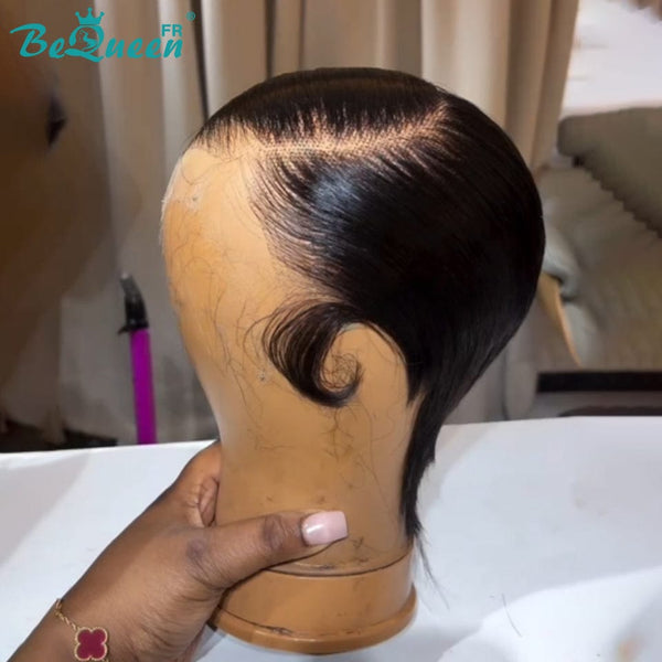 Bequeen Wig "Chris" Black Ready to Wear 100% Human Hair Glueless Style 6