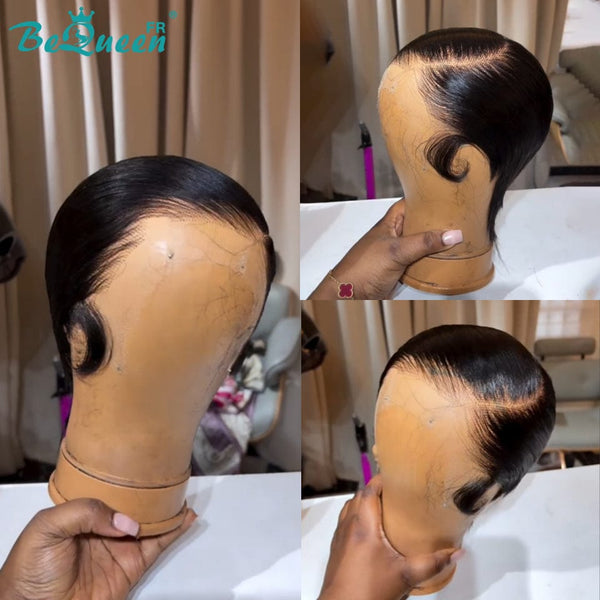 Bequeen Wig "Chris" Black Ready to Wear 100% Human Hair Glueless Style 6