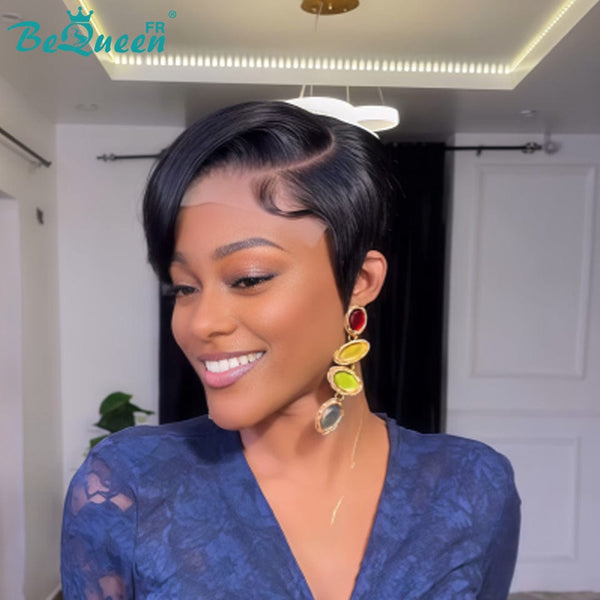 Bequeen Wig "Chris" Black Ready to Wear 100% Human Hair Glueless Style 6