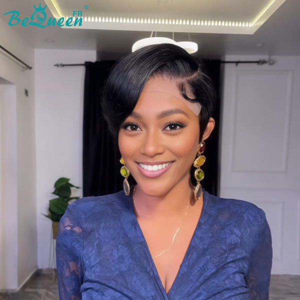 Bequeen Wig "Chris" Black Ready to Wear 100% Human Hair Glueless Style 6