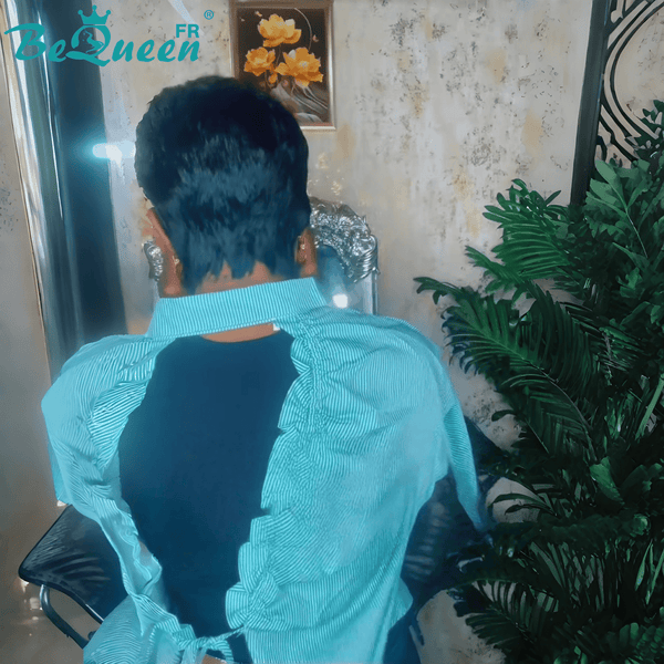 Bequeen Perruque "Chris" lisse Noir Prêt à porter 100% cheveux humains sans colle