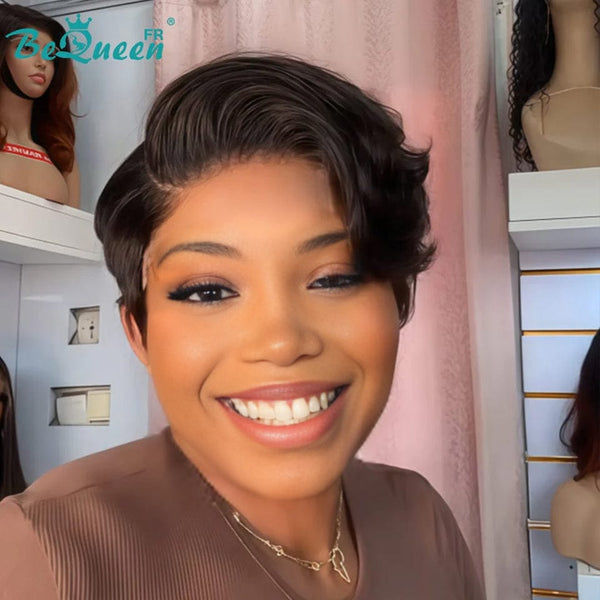 Bequeen Wig "Chris" Black 100% Human Hair Lace Closure With Side Part