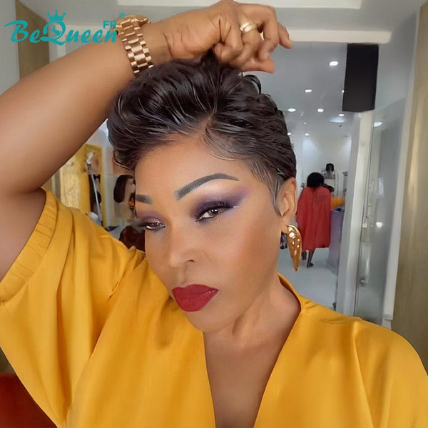 Bequeen Wig "Chris" Black Straight Ready to Wear 100% Human Hair Glueless Style 3