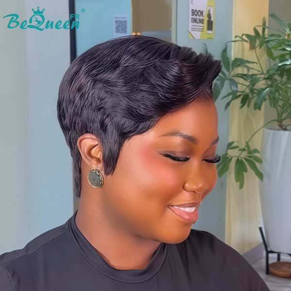 Bequeen Wig "Chris" Black Straight Ready to Wear 100% Human Hair Glueless Style 4
