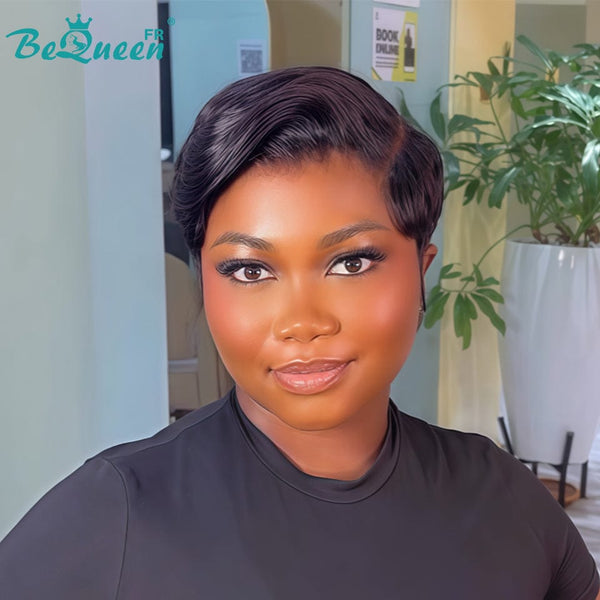 Bequeen Wig "Chris" Black Straight Ready to Wear 100% Human Hair Glueless Style 4