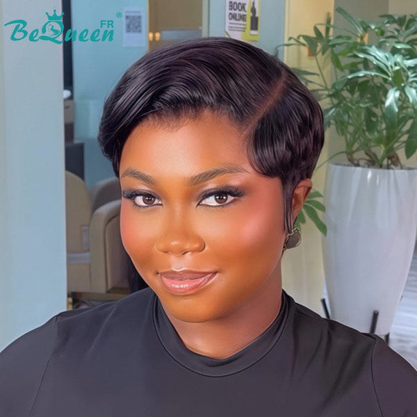Bequeen Wig "Chris" Black Straight Ready to Wear 100% Human Hair Glueless Style 4