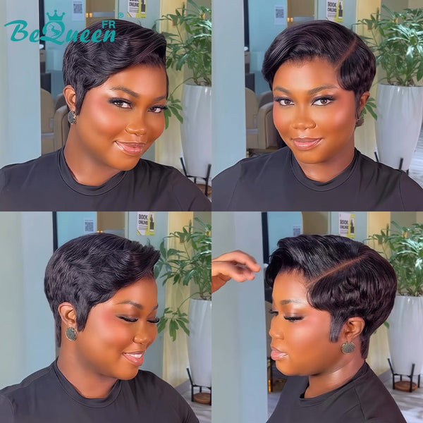 Bequeen Wig "Chris" Black Straight Ready to Wear 100% Human Hair Glueless Style 4