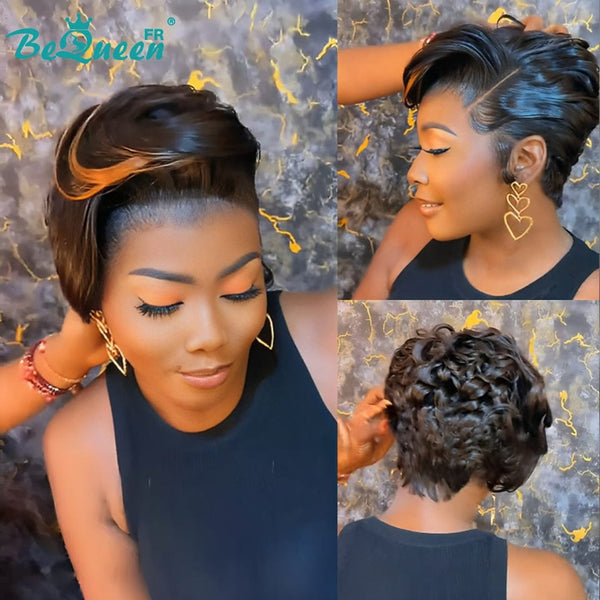 Bequeen Perruque "Chris" Noir mix Marron Light Prêt à porter 100% cheveux humains