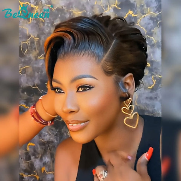 Bequeen Perruque "Chris" Noir mix Marron Light Prêt à porter 100% cheveux humains