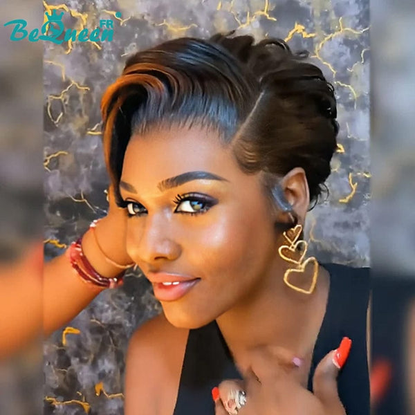 Bequeen Perruque "Chris" Noir mix Marron Light Prêt à porter 100% cheveux humains
