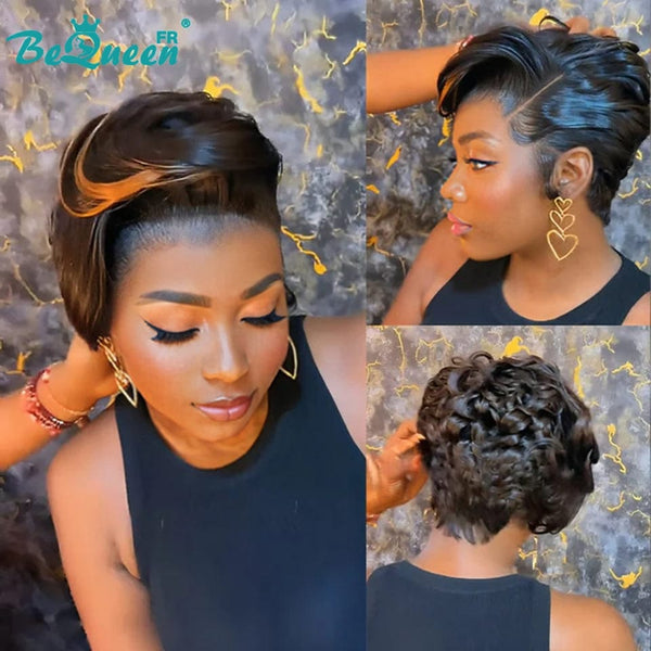Bequeen Perruque "Chris" Noir mix Marron Light Prêt à porter 100% cheveux humains