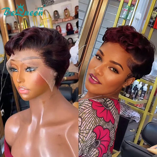 Bequeen Perruque "Chris" Noir mistura Castanho Claro com risca ao lado Pronta a vestir 100% cabelo humano