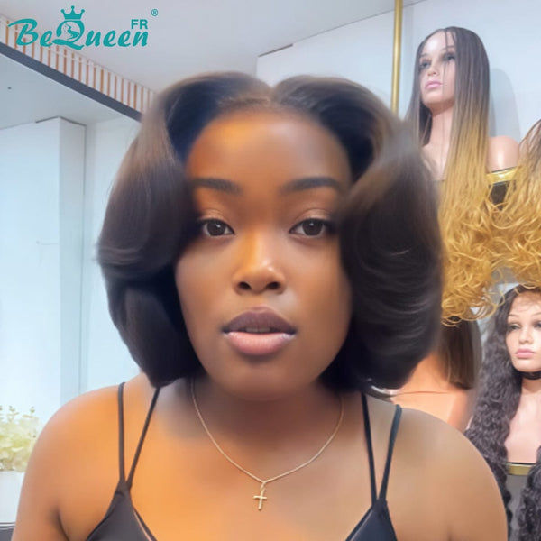 Bequeen Perruque "Chris" Noir Prêt à porter 100% cheveux humains avec lace frontale sans colle style3