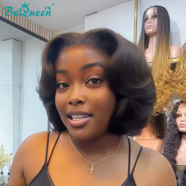 Bequeen Perruque "Chris" Noir Prêt à porter 100% cheveux humains avec lace frontale sans colle style3