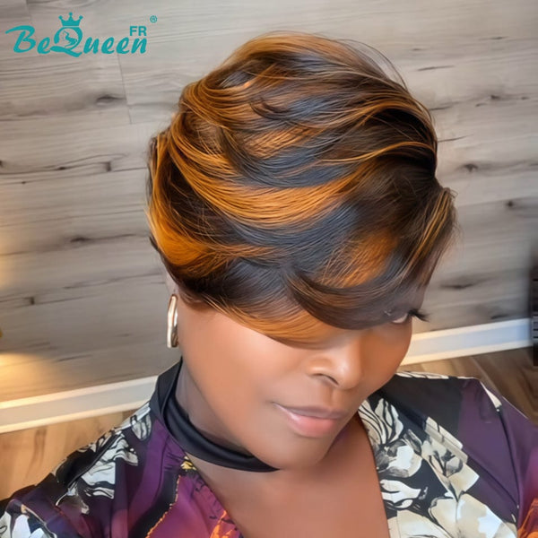 Bequeen Wig "Chris" Black Ready to Wear 100% Human Hair Glueless Style 6