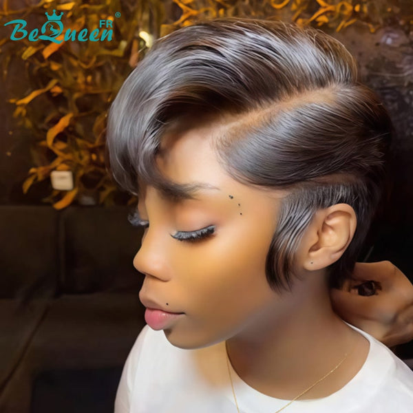 Bequeen Wig "Chris" Black Ready to Wear 100% Human Hair Glueless Style 5