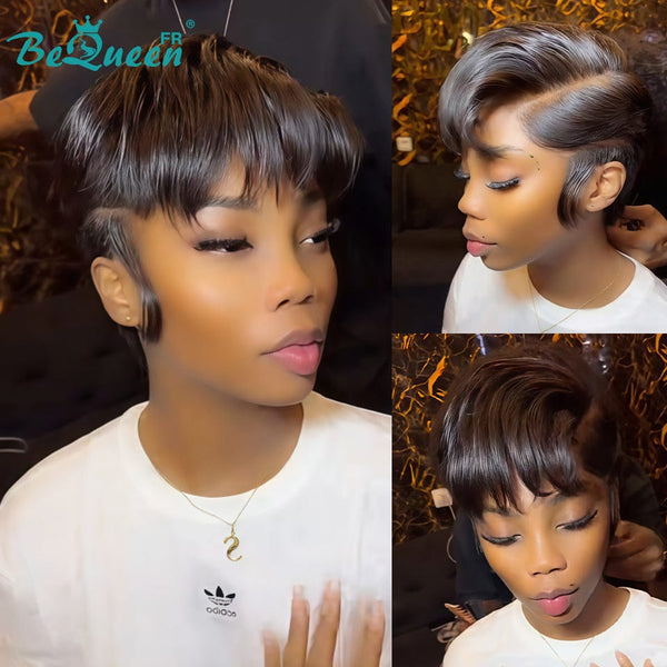 Bequeen Wig "Chris" Black Ready to Wear 100% Human Hair Glueless Style 5