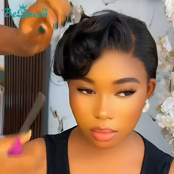 Bequeen Wig "Chris" Black Ready to Wear 100% Human Hair Glueless Style 6