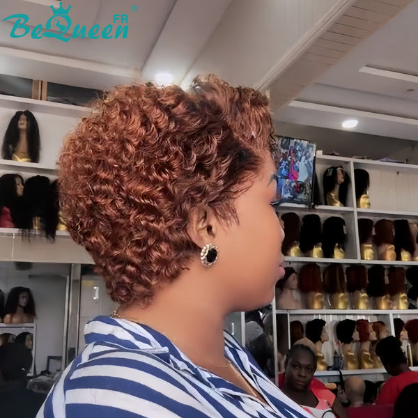 Bequeen Wig “Coco” Pixie curly black No-glue Frontal Lace style 4