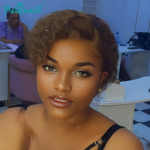 Bequeen Wig "Coco" Pixie curly Brown No glue Lace Front style 5