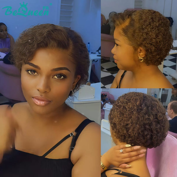 Bequeen Wig "Coco" Pixie curly Brown No glue Lace Front style 5